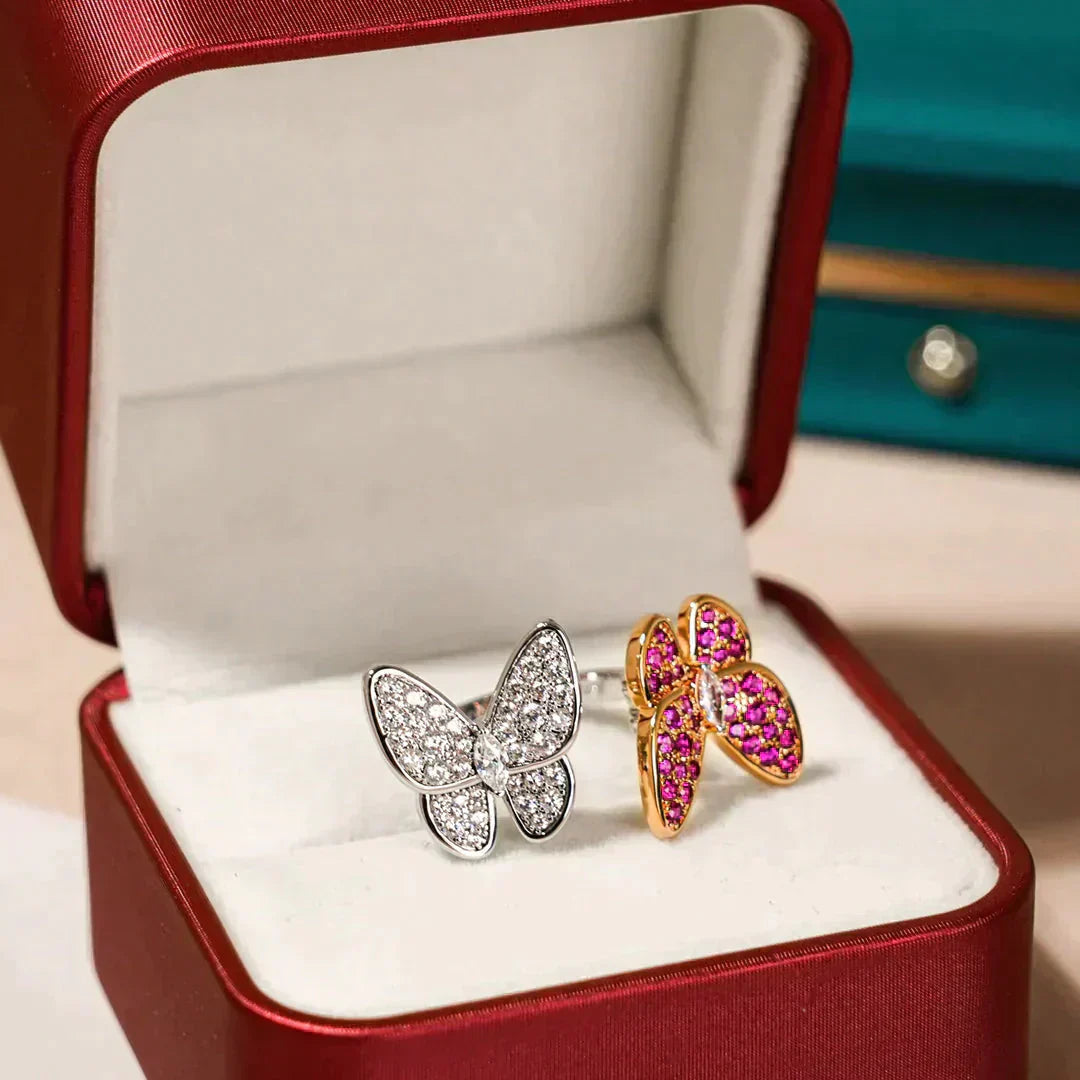 [Vellora Opalyn]TWIN BUTTERFLY DIAMOND RING