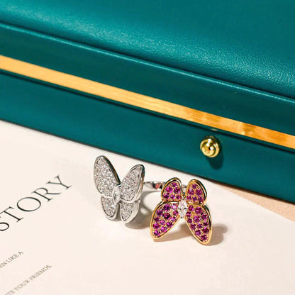 [Vellora Opalyn]TWIN BUTTERFLY DIAMOND RING