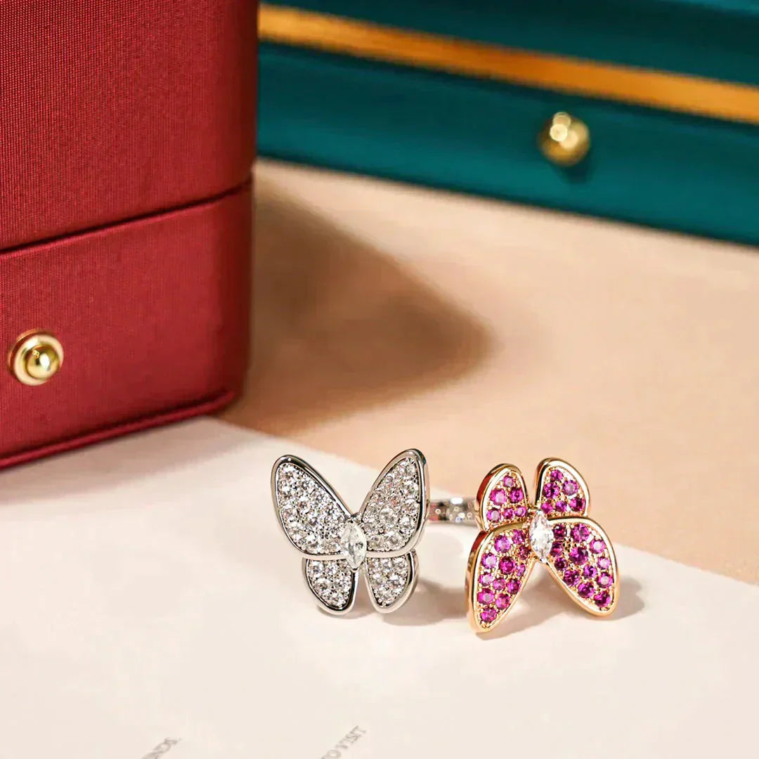 [Vellora Opalyn]TWIN BUTTERFLY DIAMOND RING