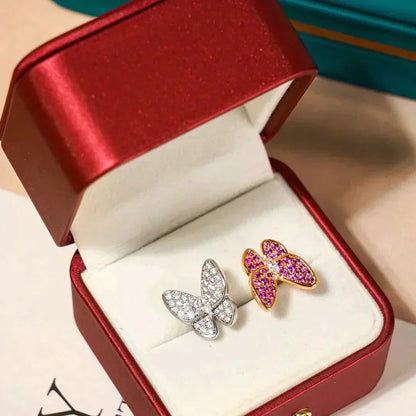 [Vellora Opalyn]TWIN BUTTERFLY DIAMOND RING