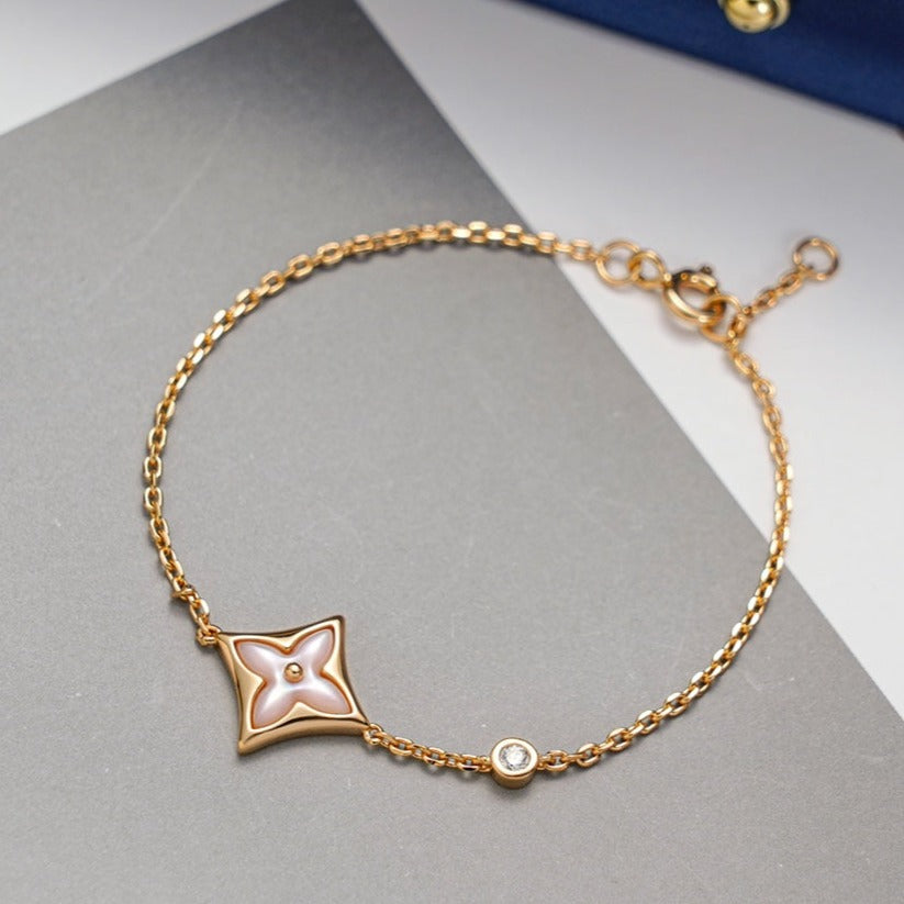 [Vellora Opalyn]STAR 1 DIAMOND PINK GOLD BRACELET