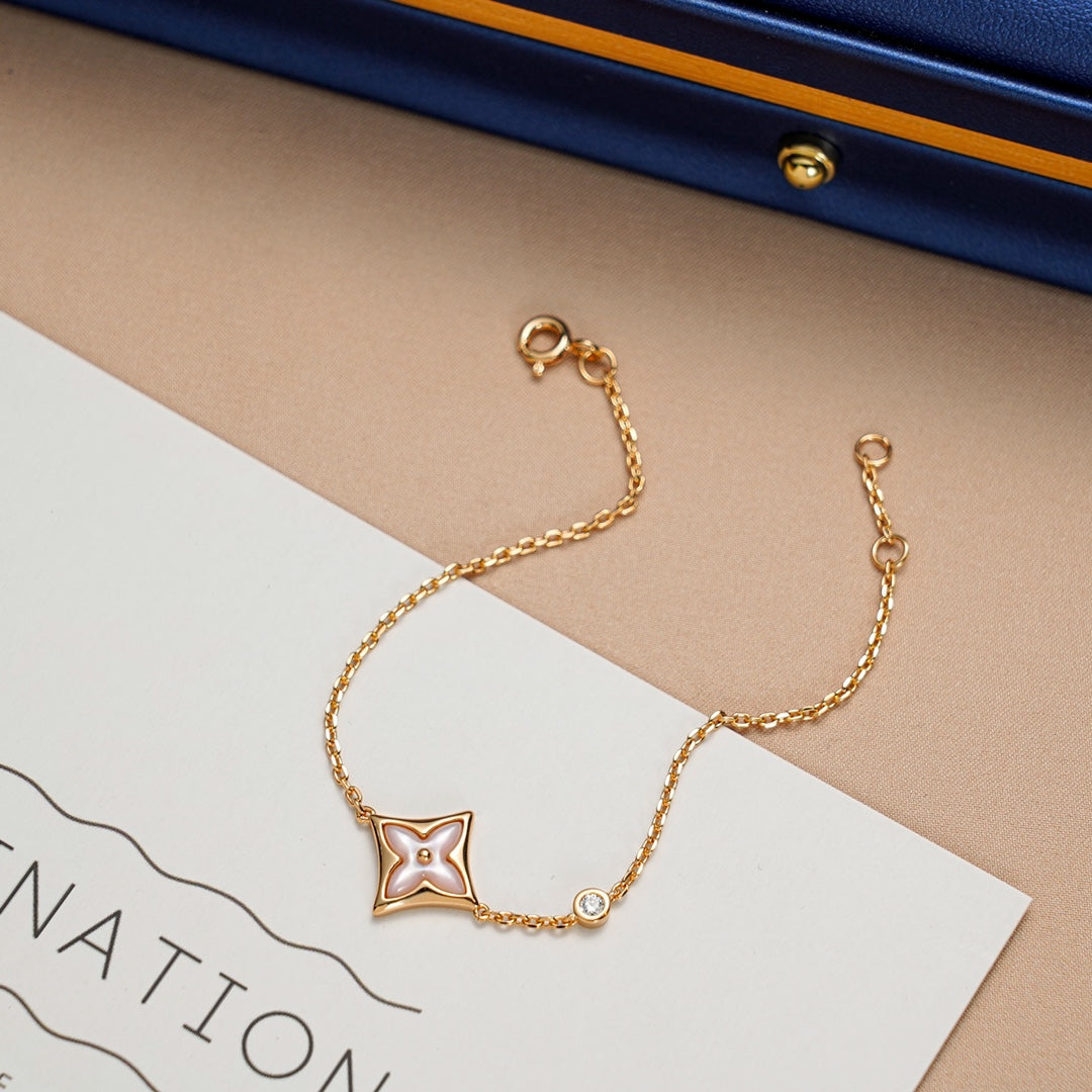 [Vellora Opalyn]STAR 1 DIAMOND PINK GOLD BRACELET