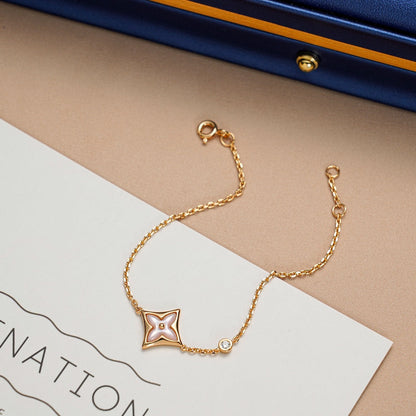 [Vellora Opalyn]STAR 1 DIAMOND PINK GOLD BRACELET