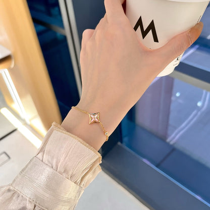 [Vellora Opalyn]STAR 1 DIAMOND PINK GOLD BRACELET
