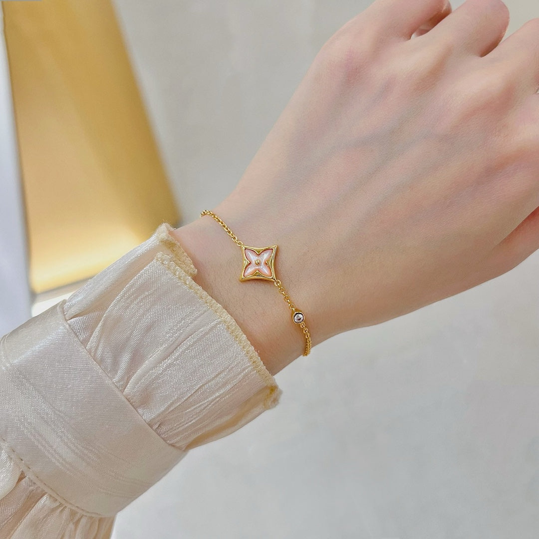 [Vellora Opalyn]STAR 1 DIAMOND PINK GOLD BRACELET