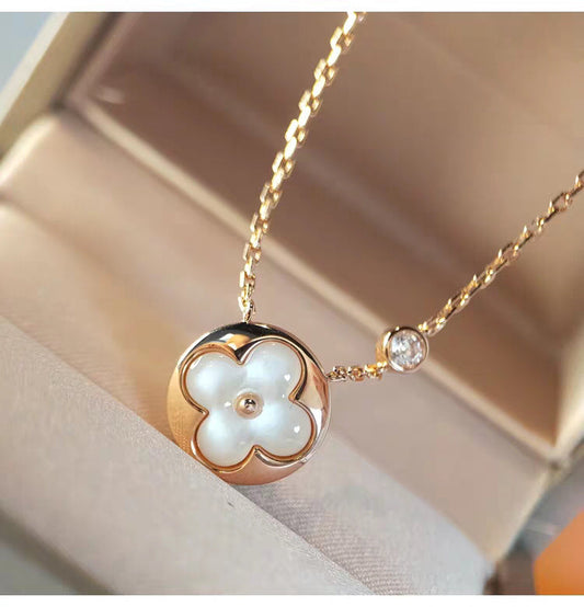 [Vellora Opalyn]SUN MOP GOLD 1 DIAMOND NECKLACE