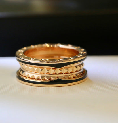 [Vellora Opalyn]ZERO 1 PINK GOLD BLACK CERAMIC RING