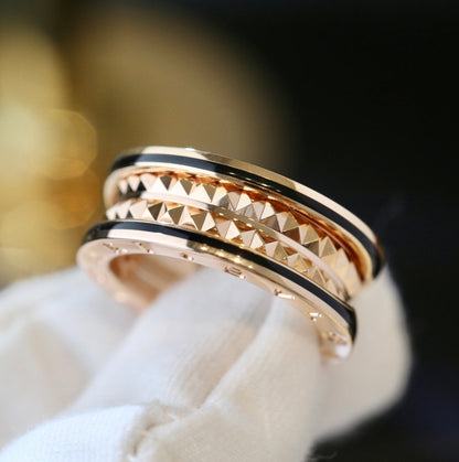 [Vellora Opalyn]ZERO 1 PINK GOLD BLACK CERAMIC RING