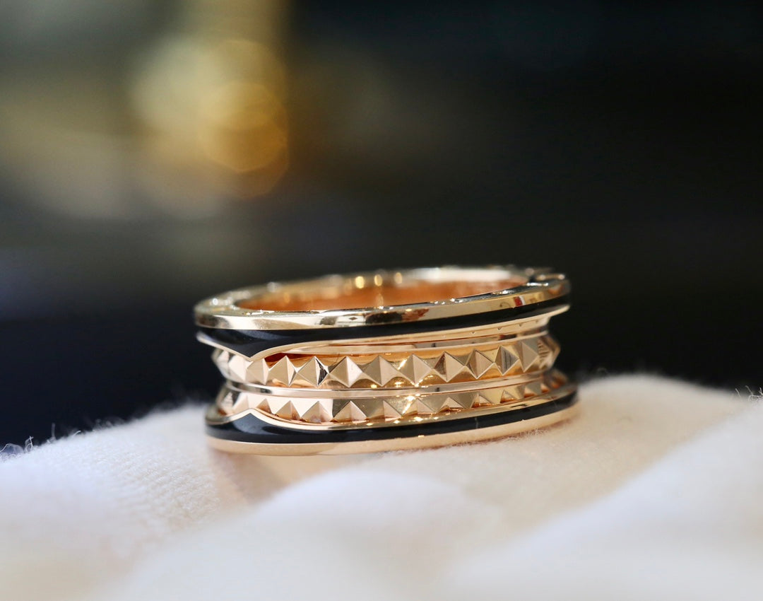 [Vellora Opalyn]ZERO 1 PINK GOLD BLACK CERAMIC RING