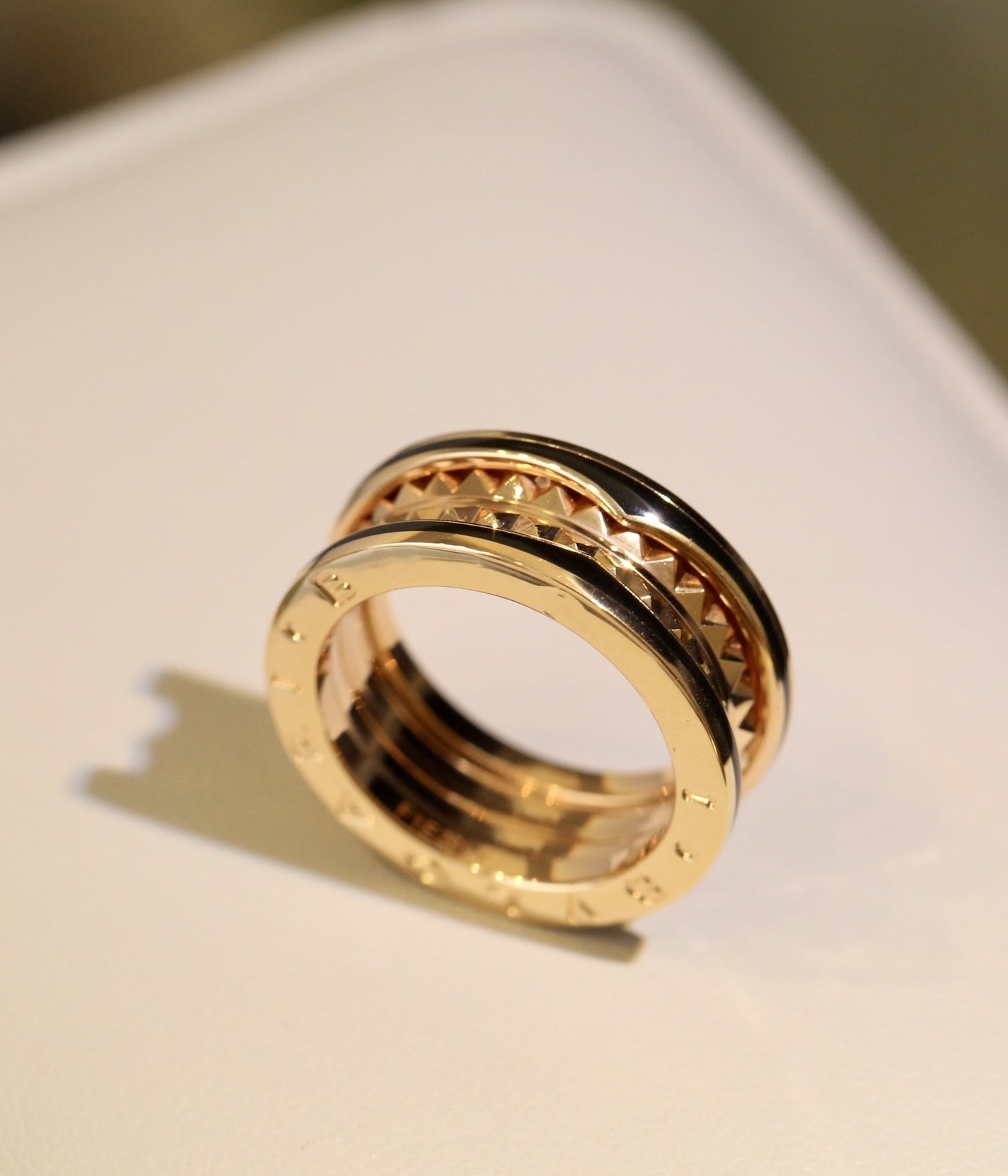[Vellora Opalyn]ZERO 1 PINK GOLD BLACK CERAMIC RING