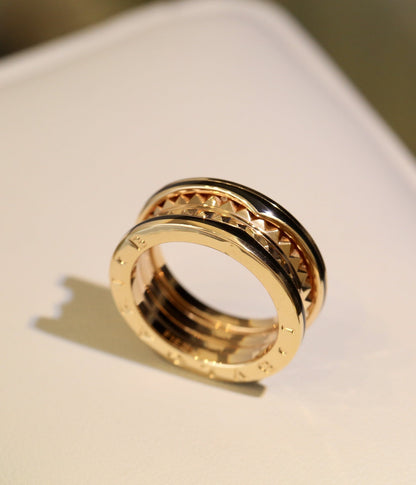 [Vellora Opalyn]ZERO 1 PINK GOLD BLACK CERAMIC RING