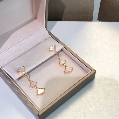 [Vellora Opalyn]DREAM EARRINGS 3 MOTIFS DIAMOND MOP PINK GOLD