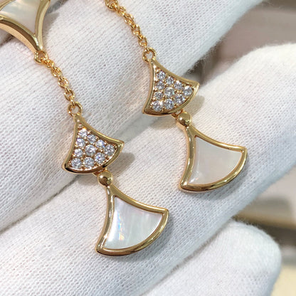 [Vellora Opalyn]DREAM EARRINGS 3 MOTIFS DIAMOND MOP PINK GOLD