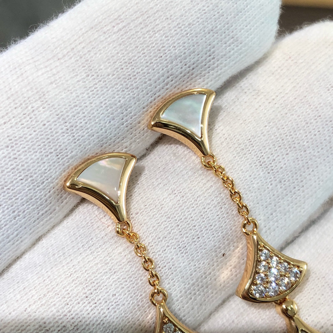 [Vellora Opalyn]DREAM EARRINGS 3 MOTIFS DIAMOND MOP PINK GOLD