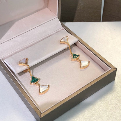 [Vellora Opalyn]DREAM EARRINGS 3 MOTIFS MALACHITE MOP PINK GOLD