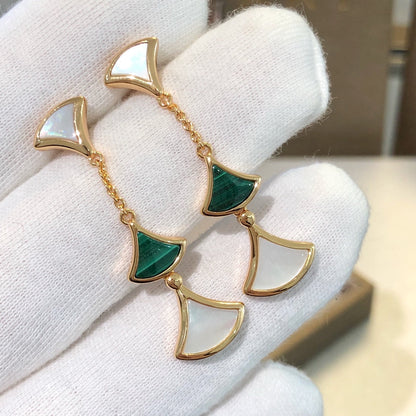 [Vellora Opalyn]DREAM EARRINGS 3 MOTIFS MALACHITE MOP PINK GOLD