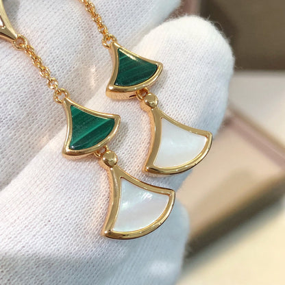 [Vellora Opalyn]DREAM EARRINGS 3 MOTIFS MALACHITE MOP PINK GOLD