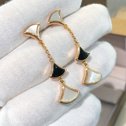 [Vellora Opalyn]DREAM EARRINGS 3 MOTIFS ONYX MOP PINK GOLD