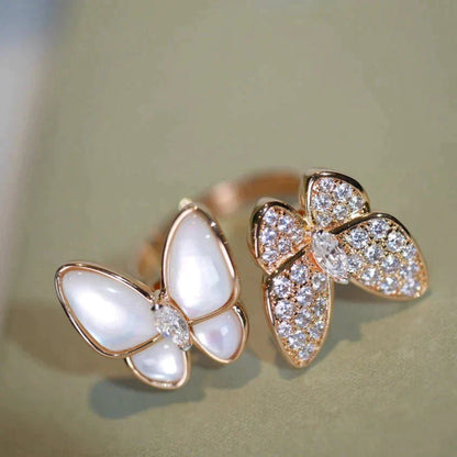 [Vellora Opalyn]TWIN BUTTERFLY DIAMOND MOP RING