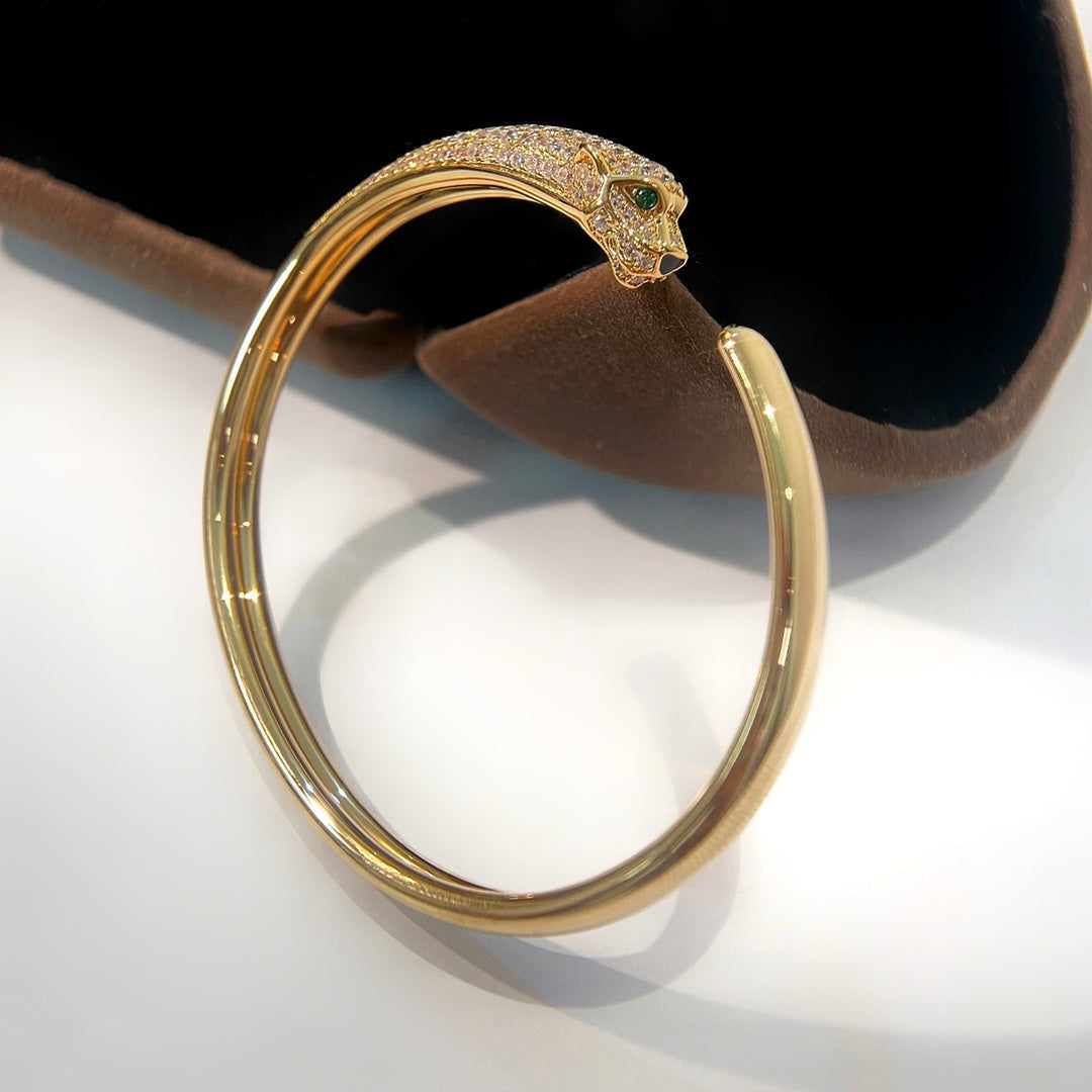 [Vellora Opalyn]PANTHERE GOLD DIAMOND OPEN BRACELET