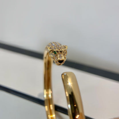 [Vellora Opalyn]PANTHERE GOLD DIAMOND OPEN BRACELET