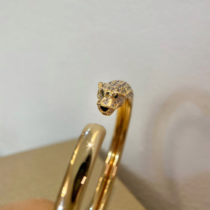 [Vellora Opalyn]PANTHERE GOLD DIAMOND OPEN BRACELET