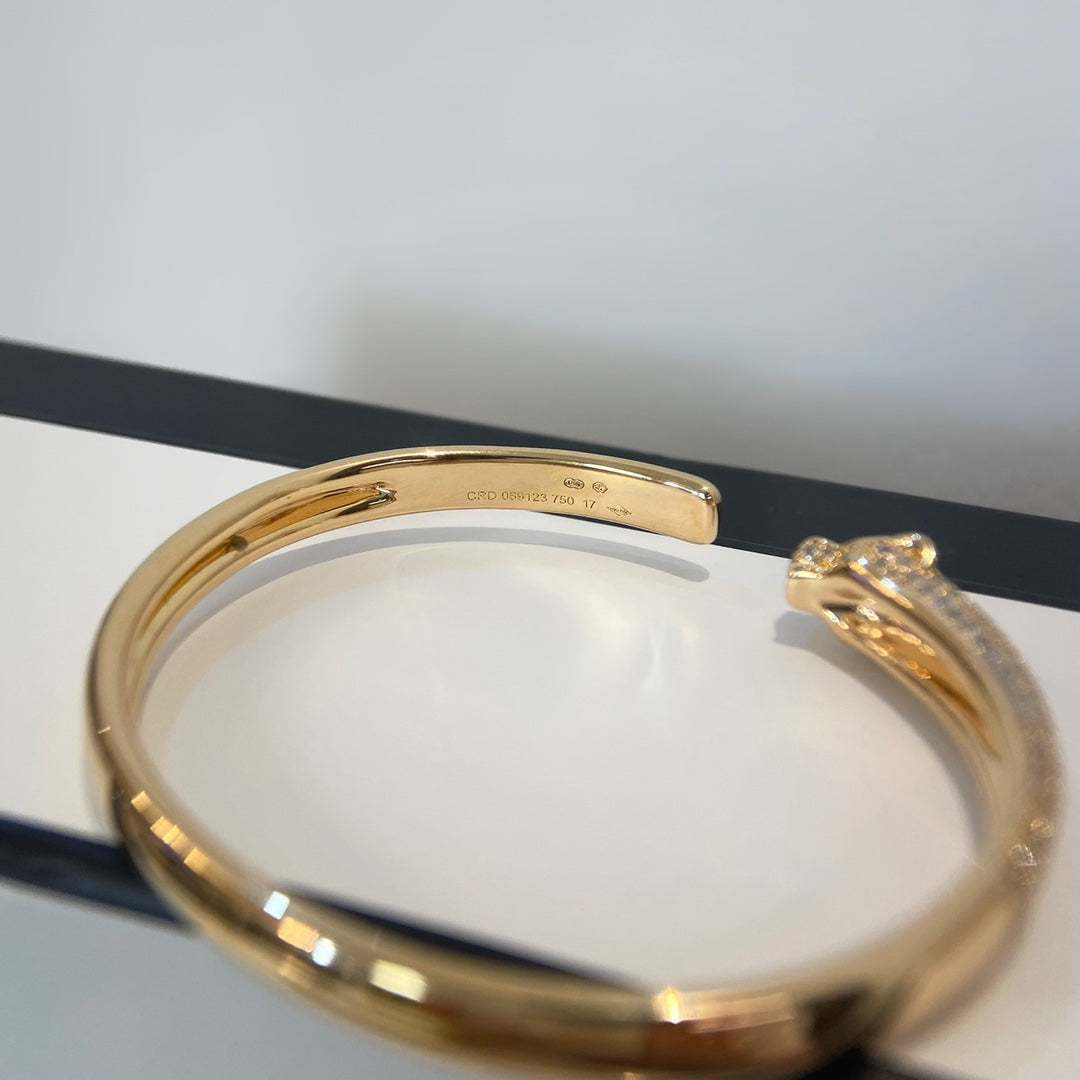 [Vellora Opalyn]PANTHERE GOLD DIAMOND OPEN BRACELET