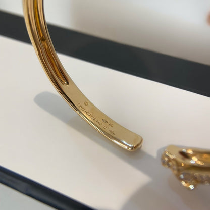 [Vellora Opalyn]PANTHERE GOLD DIAMOND OPEN BRACELET