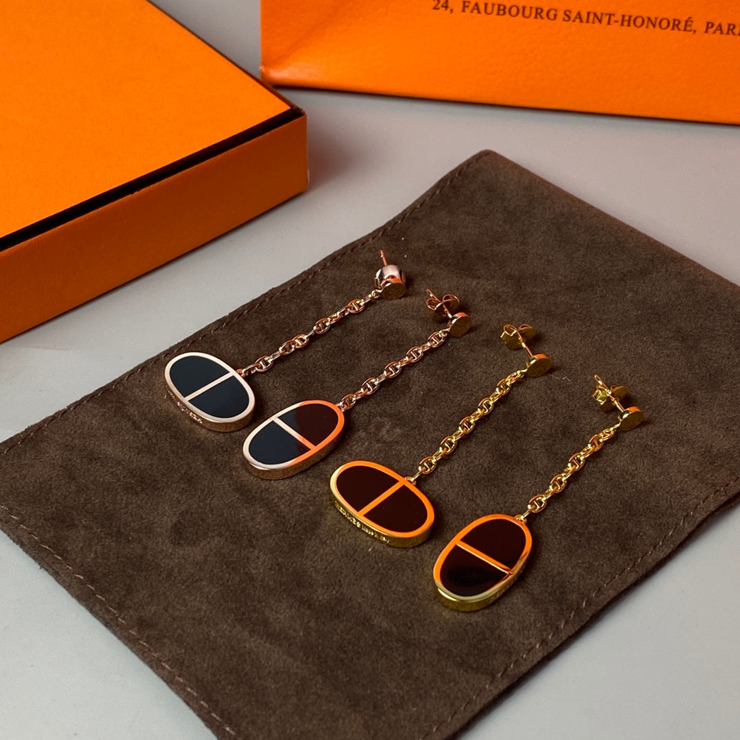 [Vellora Opalyn]CHAINE VERSO BLACK CERAMIC EARRINGS