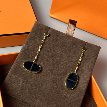 [Vellora Opalyn]CHAINE VERSO BLACK CERAMIC EARRINGS