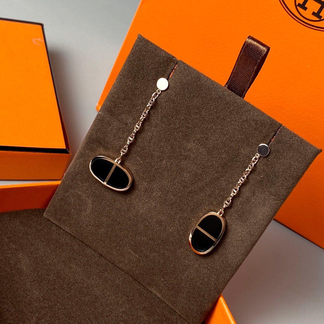 [Vellora Opalyn]CHAINE VERSO BLACK CERAMIC EARRINGS