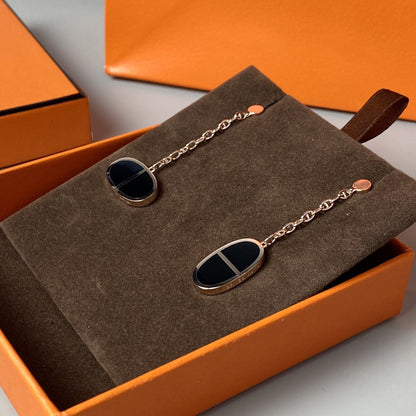 [Vellora Opalyn]CHAINE VERSO BLACK CERAMIC EARRINGS