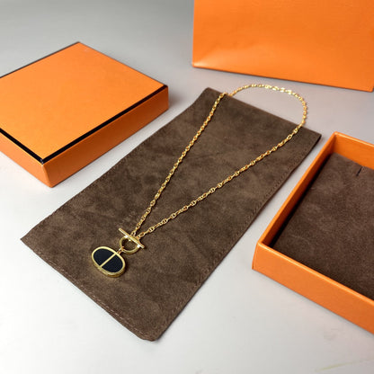 [Vellora Opalyn]CHAINE VERSO BLACK CERAMIC NECKLACE