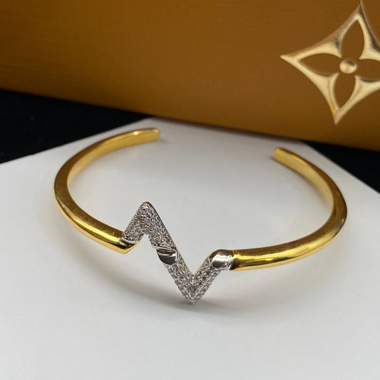 [Vellora Opalyn]VOLTE UPSITE DOWN DIAMOND GOLD OPEN BRACELET