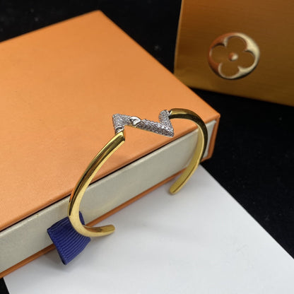 [Vellora Opalyn]VOLTE UPSITE DOWN DIAMOND GOLD OPEN BRACELET