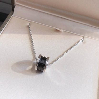 [Vellora Opalyn]ZERO 1 BLACK CERAMIC SILVER NECKLACE