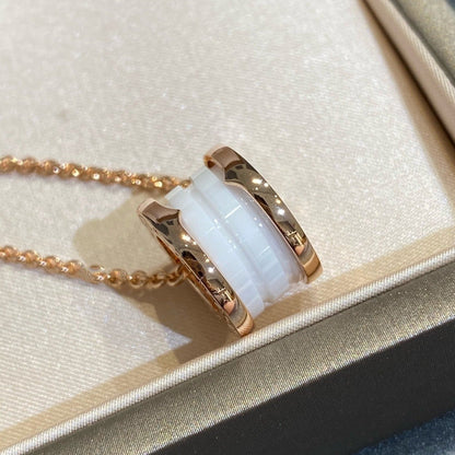 [Vellora Opalyn]ZERO 1 WHITE CERAMIC PINK GOLD NECKLACE