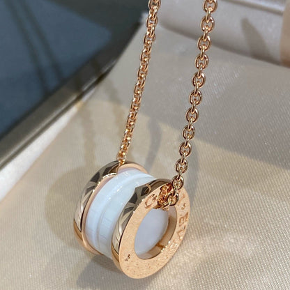 [Vellora Opalyn]ZERO 1 WHITE CERAMIC PINK GOLD NECKLACE