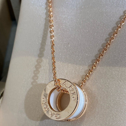 [Vellora Opalyn]ZERO 1 WHITE CERAMIC PINK GOLD NECKLACE