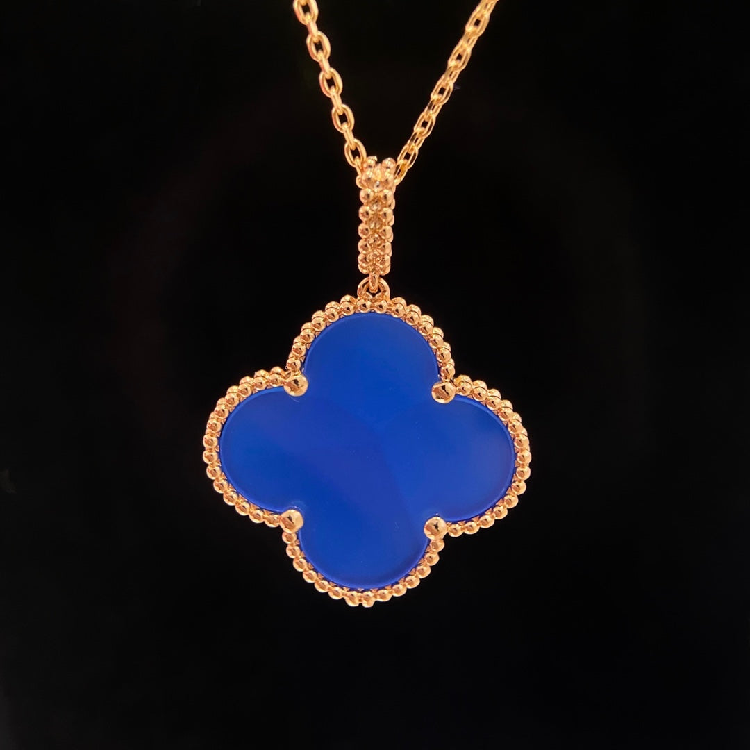 [Vellora Opalyn]CLOVER 25MM NECKLACE TURQUOISE ROSE GOLD