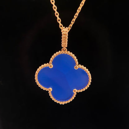 [Vellora Opalyn]CLOVER 25MM NECKLACE TURQUOISE ROSE GOLD