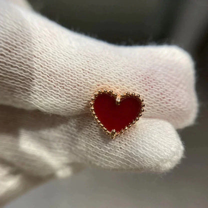 [Vellora Opalyn]HEART CARNELIAN STUD EARRINGS