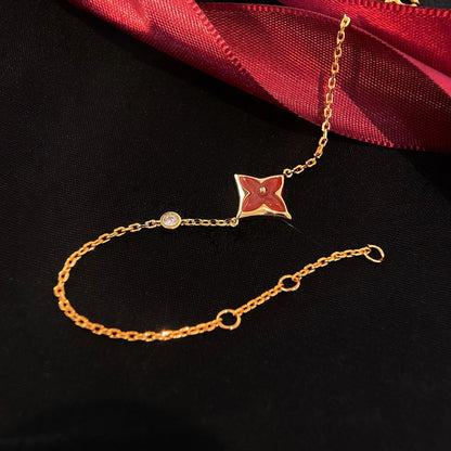 [Vellora Opalyn]COLOR STAR CARNELIAN PINK GOLD DIAMOND BRACELET