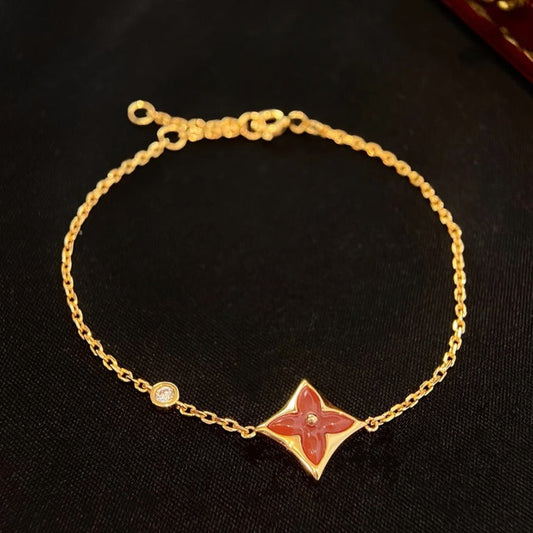 [Vellora Opalyn]COLOR STAR CARNELIAN PINK GOLD DIAMOND BRACELET
