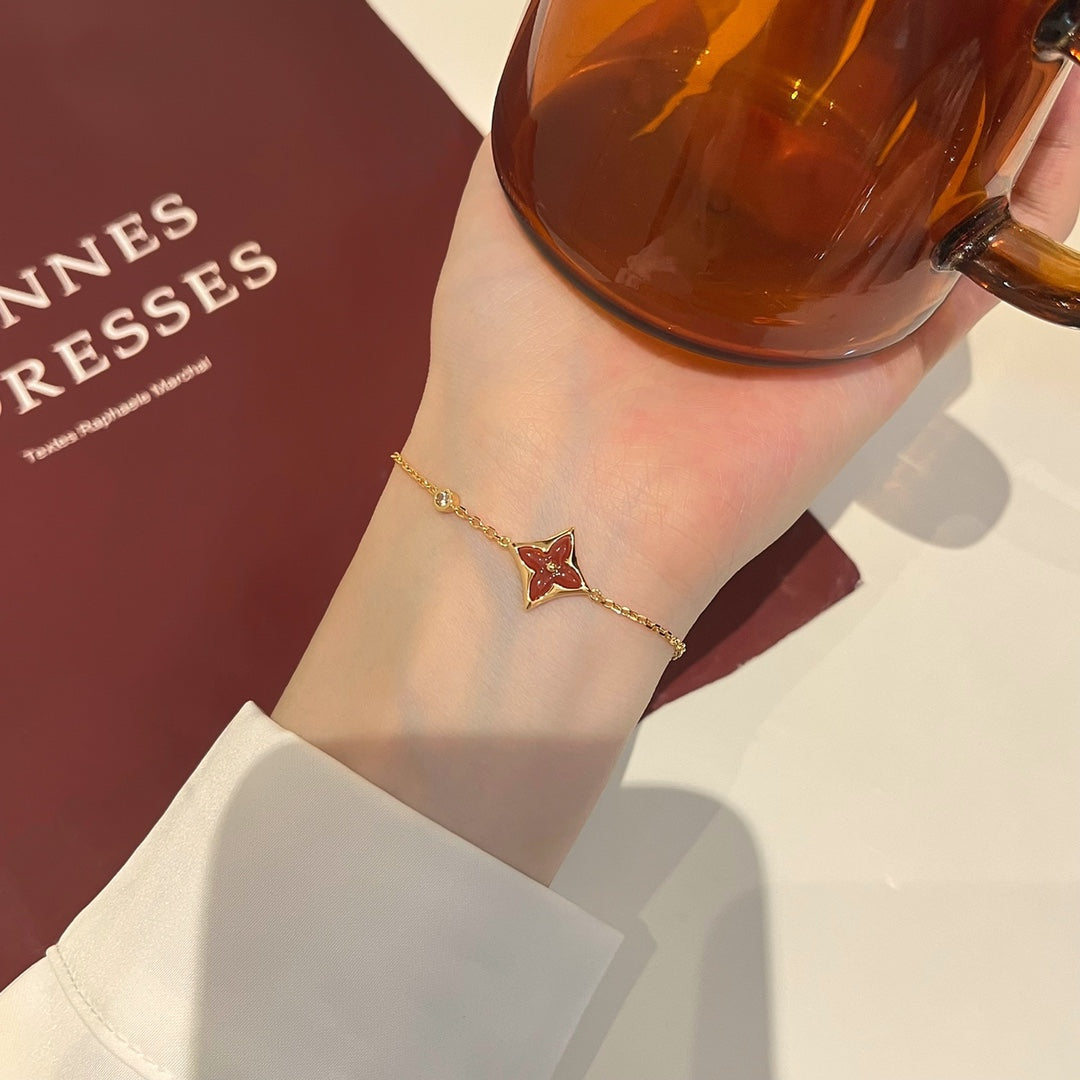 [Vellora Opalyn]COLOR STAR CARNELIAN PINK GOLD DIAMOND BRACELET