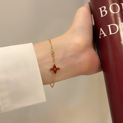 [Vellora Opalyn]COLOR STAR CARNELIAN PINK GOLD DIAMOND BRACELET