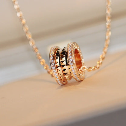 [Vellora Opalyn]ZERO 1 ROCK PEDANT PINK GOLD NECKLACE