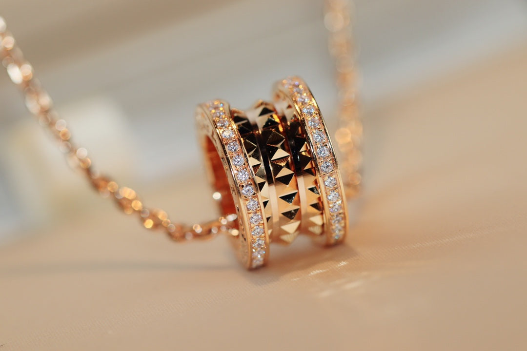 [Vellora Opalyn]ZERO 1 ROCK PEDANT PINK GOLD NECKLACE