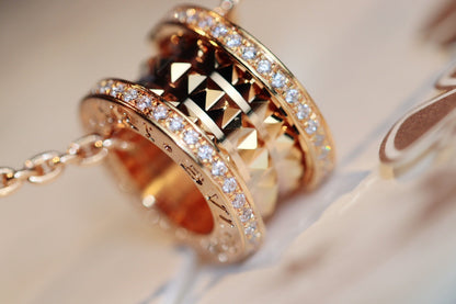 [Vellora Opalyn]ZERO 1 ROCK PEDANT PINK GOLD NECKLACE
