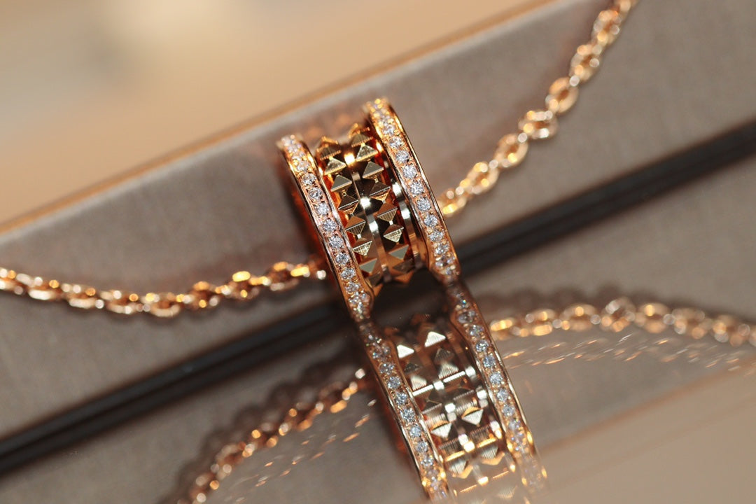 [Vellora Opalyn]ZERO 1 ROCK PEDANT PINK GOLD NECKLACE